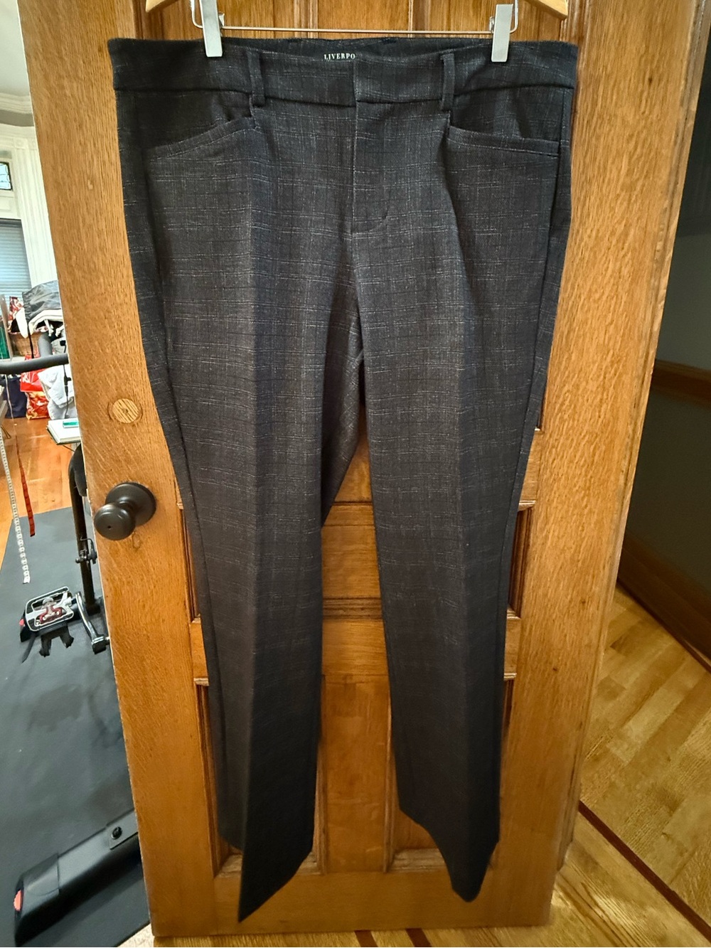 Liverpool Women’s Charcoal Plaid Slim Dress Pants